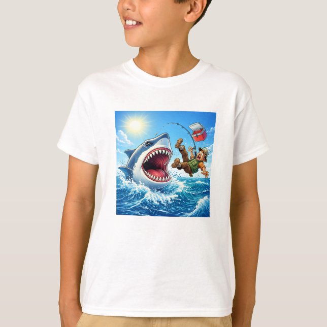 Fischhai Cartoon T-Shirt (Vorderseite)