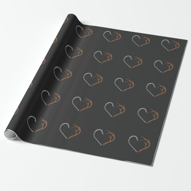 Fischhaken Elch Antler Heart Jagd Liebe Geschenkpapier (Ungerollt)