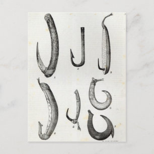 Fischhaken von prähistorischer und unzivilisierter postkarte