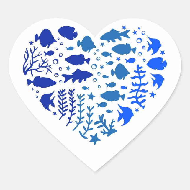 Fischherz, Liebliches Geschenk für Fischliebhaber Herz-Aufkleber (Vorderseite)