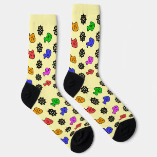 Fischige Räder Blassgelb Socken