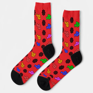 Fischige Räder Rot Socken