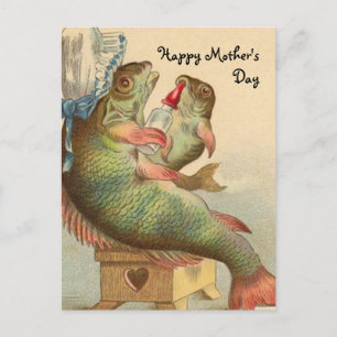 Fischiger Muttertag Postkarte