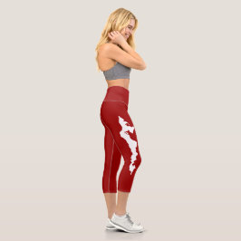 Fischinsel Yoga Capri Leggings - weiß/rot