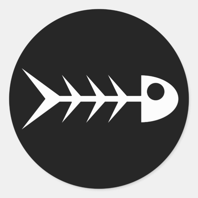 Fischknochen Runder Aufkleber (Vorderseite)
