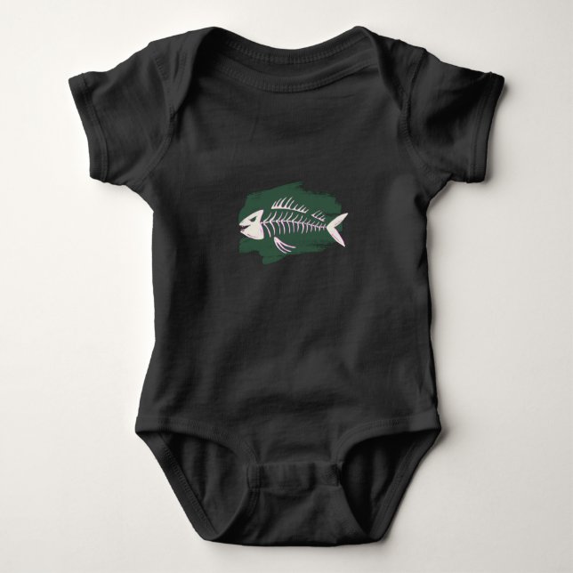 Fischknochen Traditionelle Tattoo Baby Strampler (Vorderseite)
