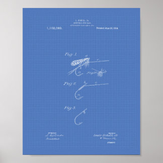 Fischköder 1914 Patentart Blueprint Poster