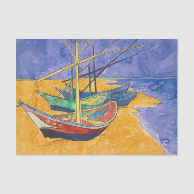 Fischkutter am Strand von Vincent Van Gogh Seidenpapier (Vorderseite)
