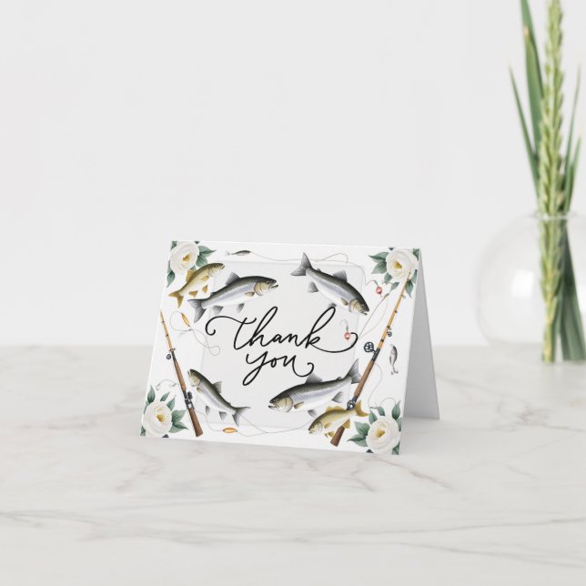 Fischliebhaber Vielen Dank mit Fisch und Blume Dankeskarte (Vorderseite)