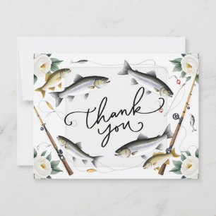 Fischliebhaber Vielen Dank mit Fisch und Blume Postkarte