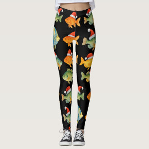 Fischliebhaber Weihnachtsfeiertag mit Santa Fish Leggings