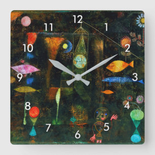 Fischmagie, Paul Klee Quadratische Wanduhr