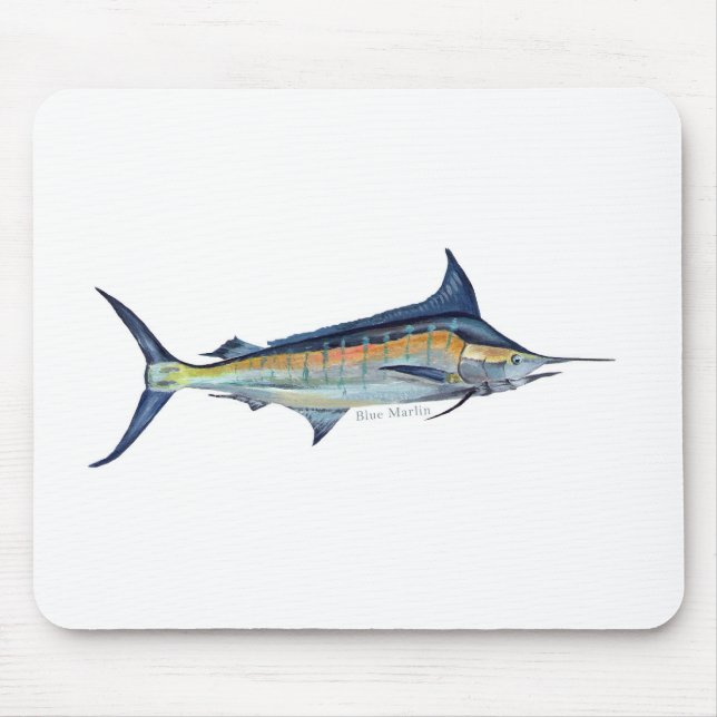 Fischmalerei des blauen Speerfisches Mousepad (Vorne)
