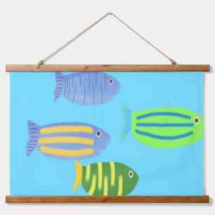 Fischmalerei Wandteppich Mit Holzrahmen
