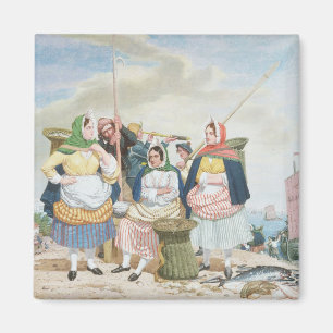 Fischmarkt am Meer, c.1860 (Erdöl auf Leinwand) Magnet