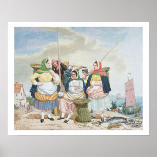 Fischmarkt am Meer, c.1860 (Erdöl auf Leinwand) Poster