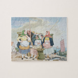 Fischmarkt durch das Meer, c.1860 (Öl auf Puzzle