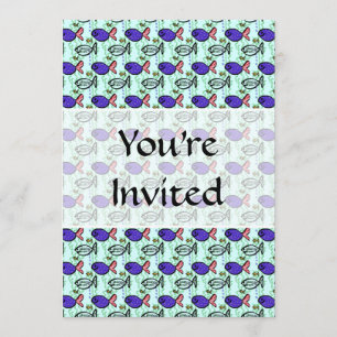 Fischmuster Blauer Fischgeistfisch. Einladung