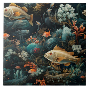 Fischmuster, dunkelblaues Meer, traumhaft Fliese