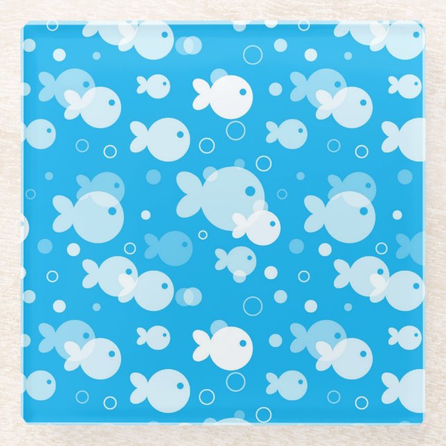 Fischmuster Glasuntersetzer (Vorderseite)