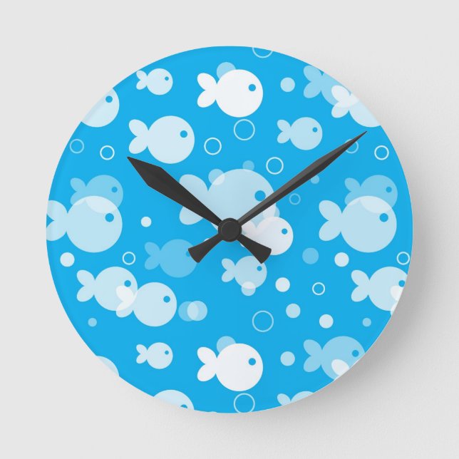 Fischmuster Runde Wanduhr (Vorderseite)