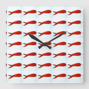 Fischmusteruhr Quadratische Wanduhr