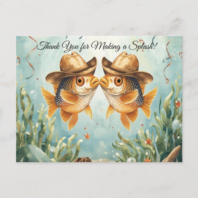 Fischparty Texas danke Postkarte (Vorderseite)
