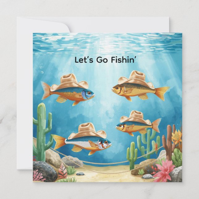 Fischparty Texas Thema Einladung (Vorderseite)