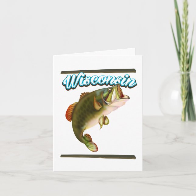 Fischplakat Wisconsin Feiertagskarte (Vorderseite)