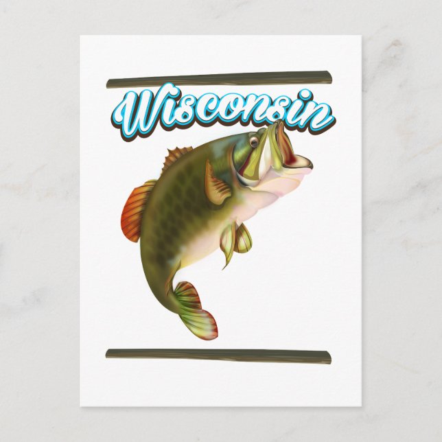 Fischplakat Wisconsin Postkarte (Vorderseite)