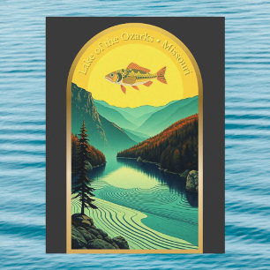 Fischretro am Ozarks-See Postkarte