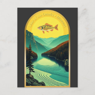 Fischretro am Ozarks-See Postkarte