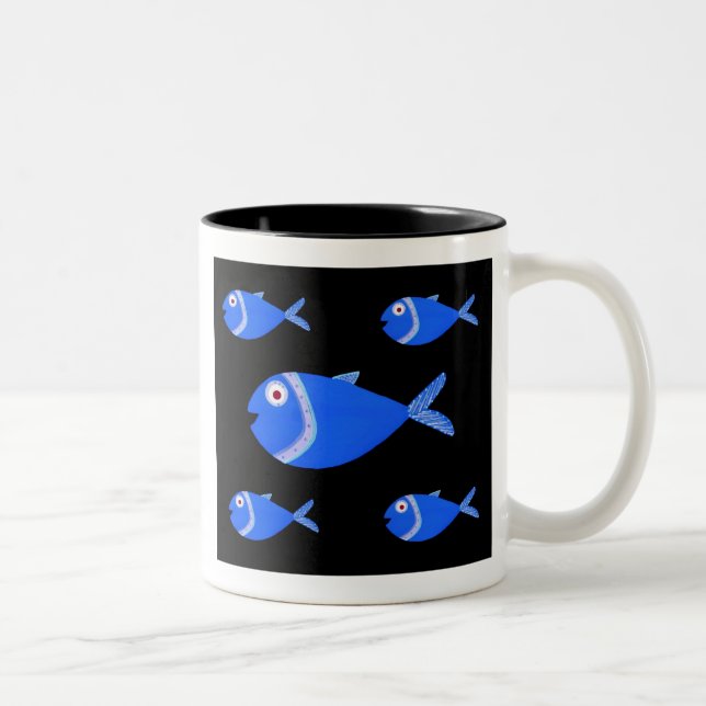 Fischrogen-Fische Zweifarbige Tasse (Rechts)