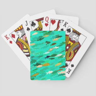 Fischschule, Aqua, Green und Gold Spielkarten