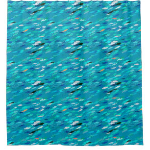 Fischschule, Türkis, Blau und Aqua Duschvorhang