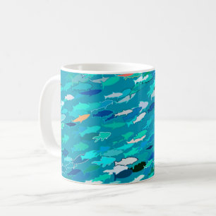 Fischschule, Türkis, Blau und Aqua Kaffeetasse