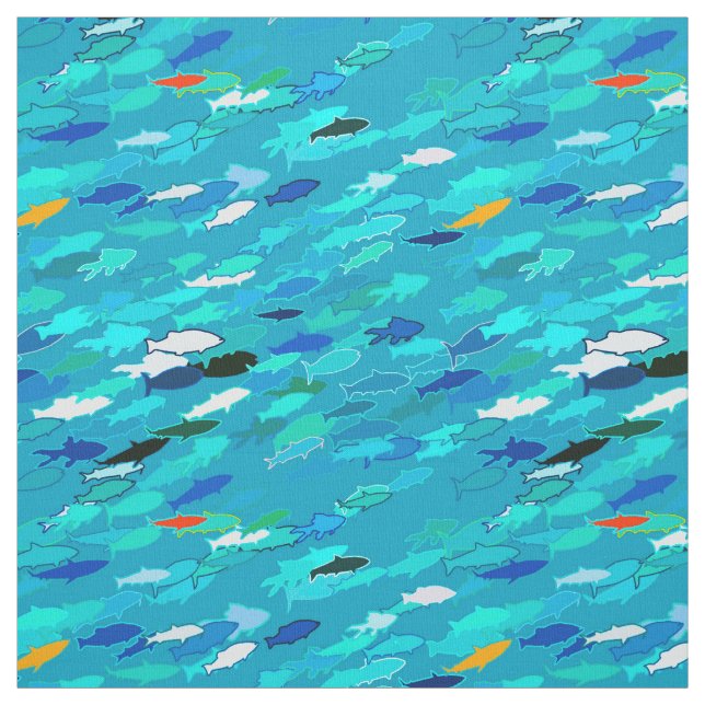 Fischschule, Türkis, Blau und Aqua Stoff (Muster)
