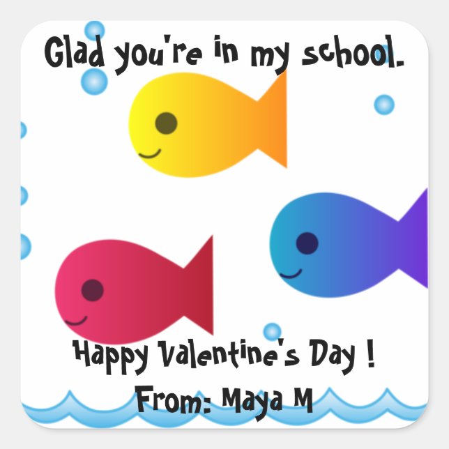 Fischschule Valentine Sticker (Vorderseite)