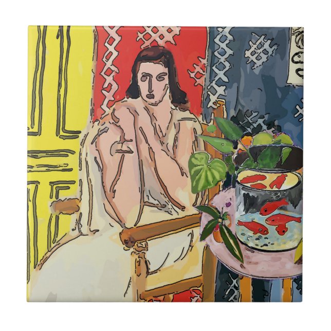 Fischschüssel auf dem Tisch, Fliese (Vorderseite)