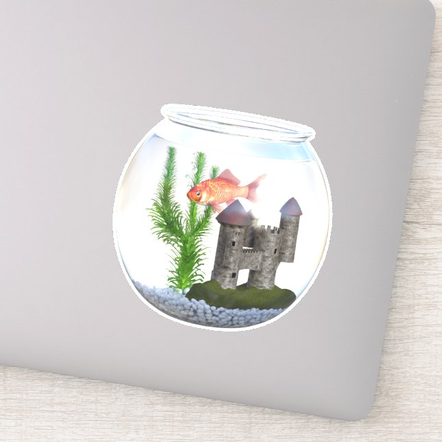 Fischschüssel Goldfischaquarium niedlich Aufkleber (Detail)