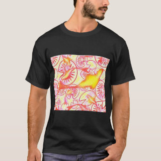 Fischschwänze, Fisch-Glasmorphismus, rot, gelb, li T-Shirt