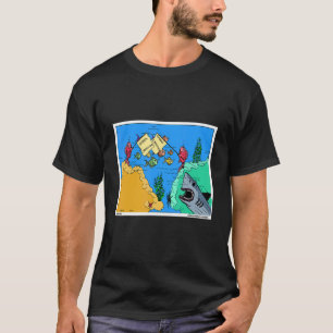 Fischschwarm Überquerung Lustiges Meer Tier Angelg T-Shirt