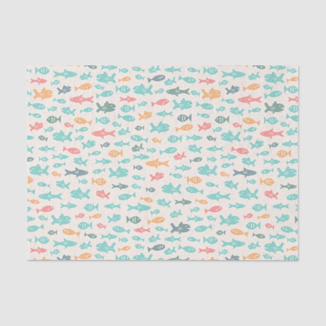 Fischschwimmen im Nautical Beach Sea Life Pattern Seidenpapier (Vorderseite)