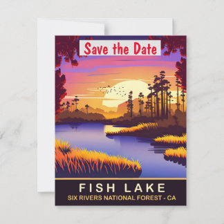 Fischsee, Kalifornien, Travel Postcard, Save The Date
