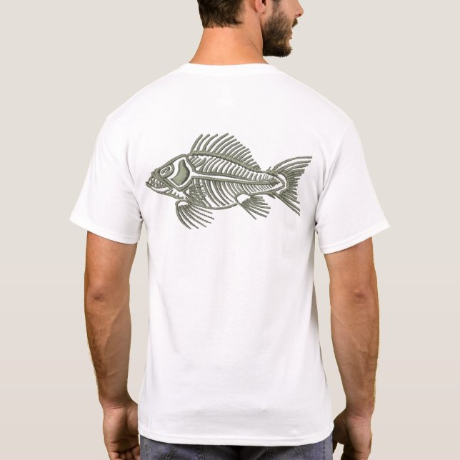 Fischskelett-Angeldesign T-Shirt (Rückseite)