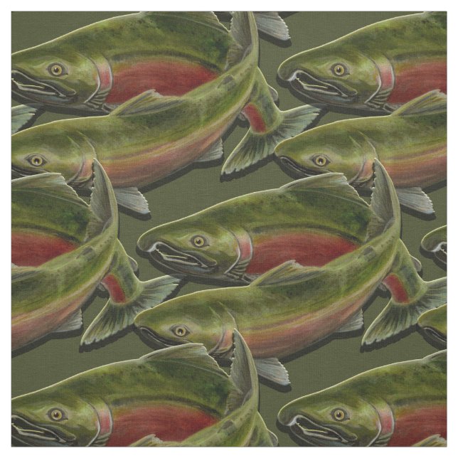 Fischstoffe, Coho Lachs, Fischmuster Stoff (Muster)