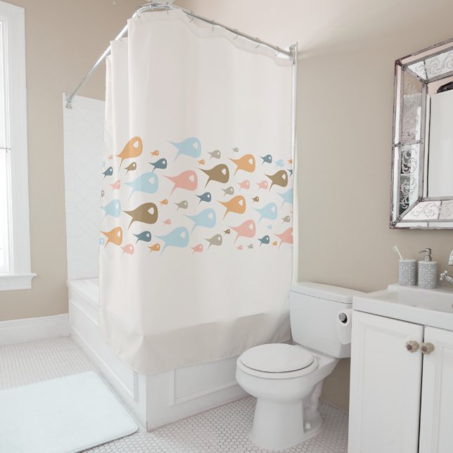 Fischstreifen Mitteljahrhundert Moderne Minimalist Duschvorhang (Beispiel)