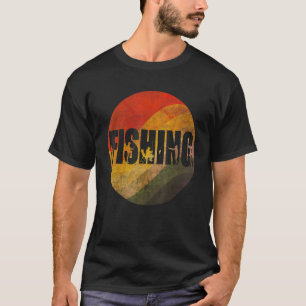 Fischtext Retro-Farben Sonnenuntergang Fischer T-Shirt