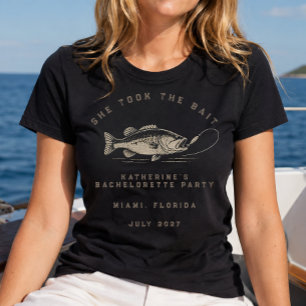 Fischthemen-angepasste Angelausflug-Junggesellinne T-Shirt