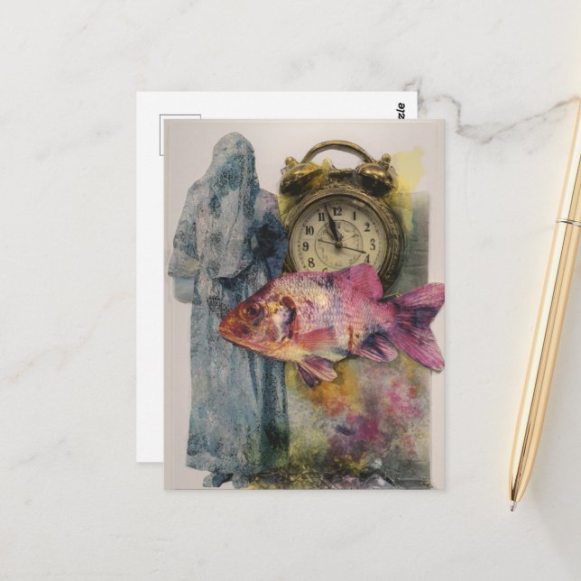 Fischuhr Postkarte (Vorderseite/Rückseite Beispiel)